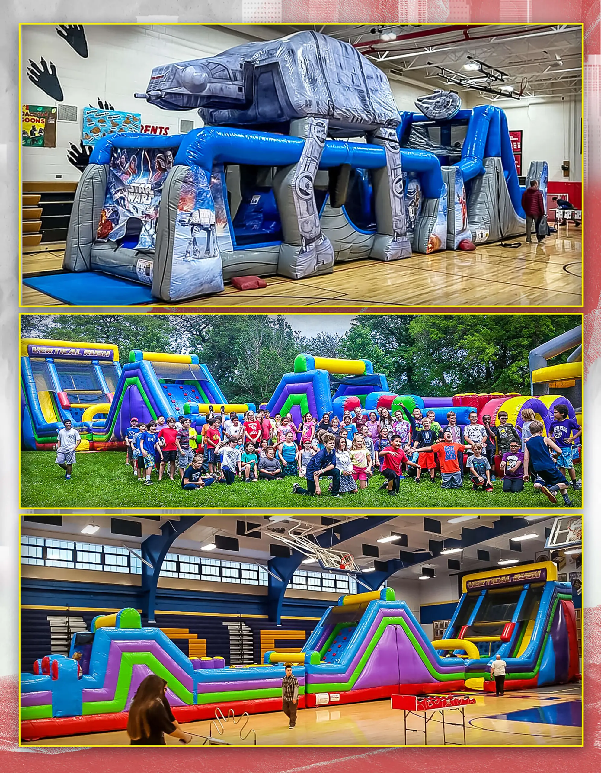 outdoor event setup with tents bounce houses and party rentals for large events and celebrations in Elmhurst IL