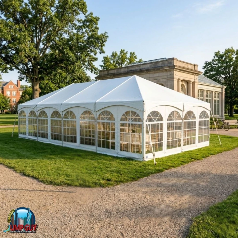 large format event tent rental for park district events weddings and festivals with spacious setup in Elmhurst IL