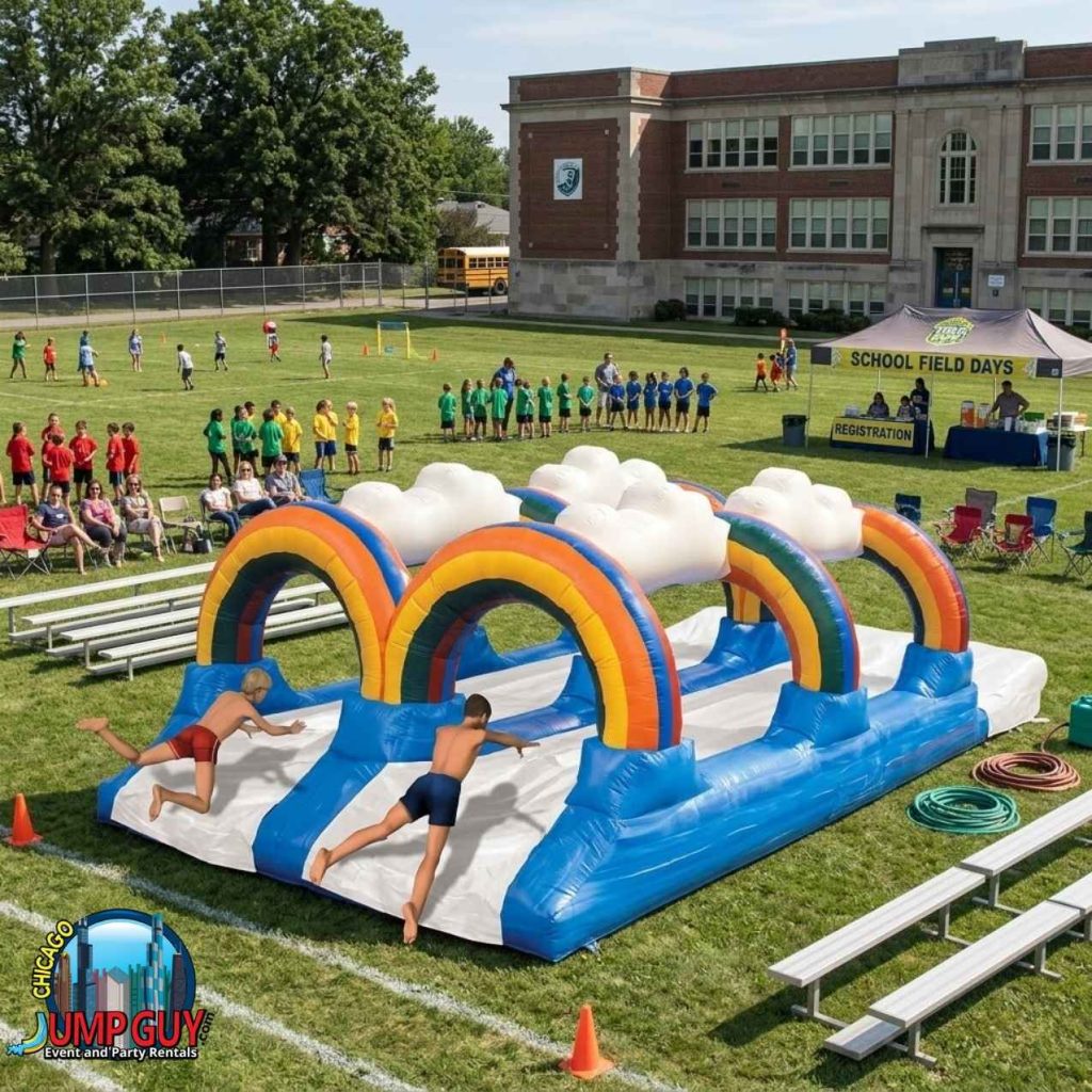 34ft Long Lane Tropical Slip N Slide rental in Burr Ridge, IL (60527) by Jump Guy Party Rentals