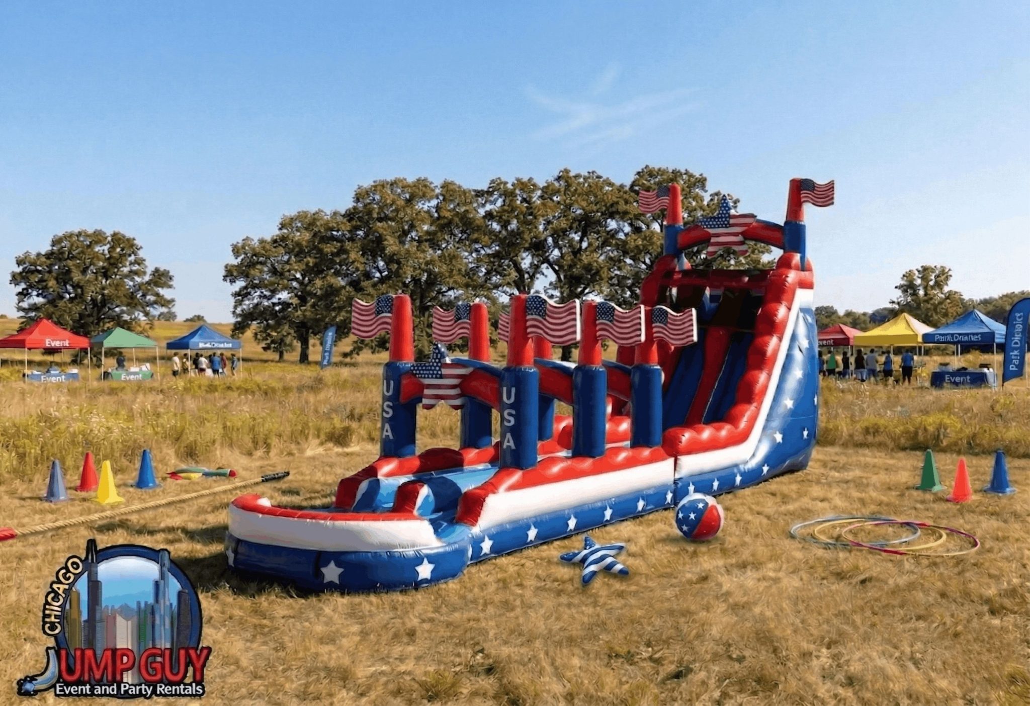 Dual Lane Racing Water Slide Park District rental in Burr Ridge, IL (60527) by Jump Guy Party Rentals