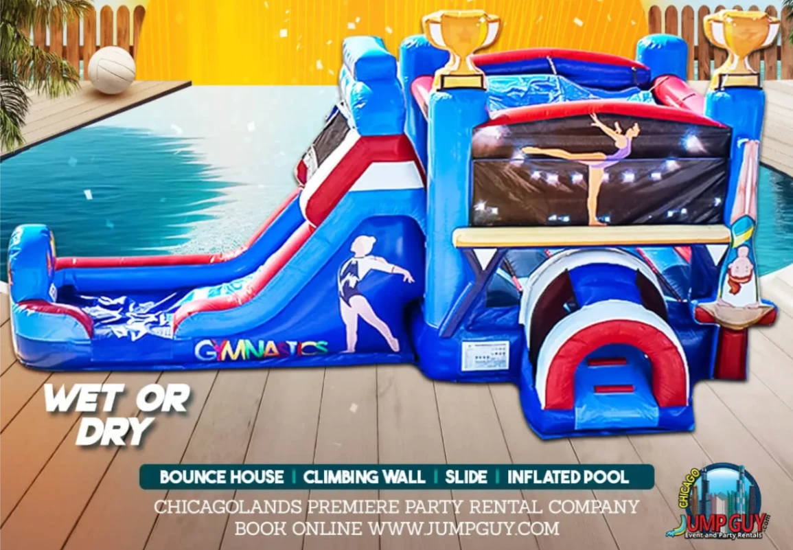 Gymnastics Wet Or Dry Themed Bounce House rental in Burr Ridge, IL (60527) by Jump Guy Party Rentals