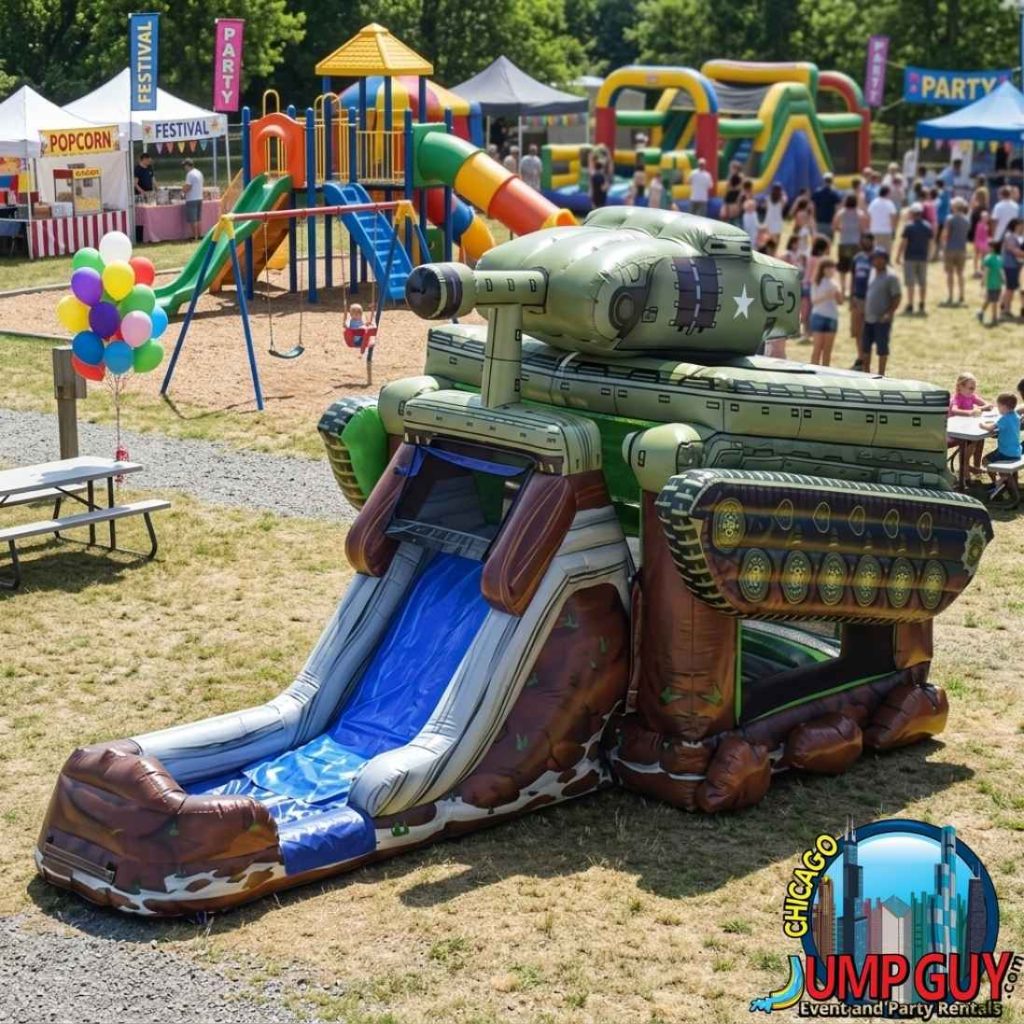 Tank Bounce Slide Combo Dry Blast rental in Burr Ridge, IL (60527) by Jump Guy Party Rentals